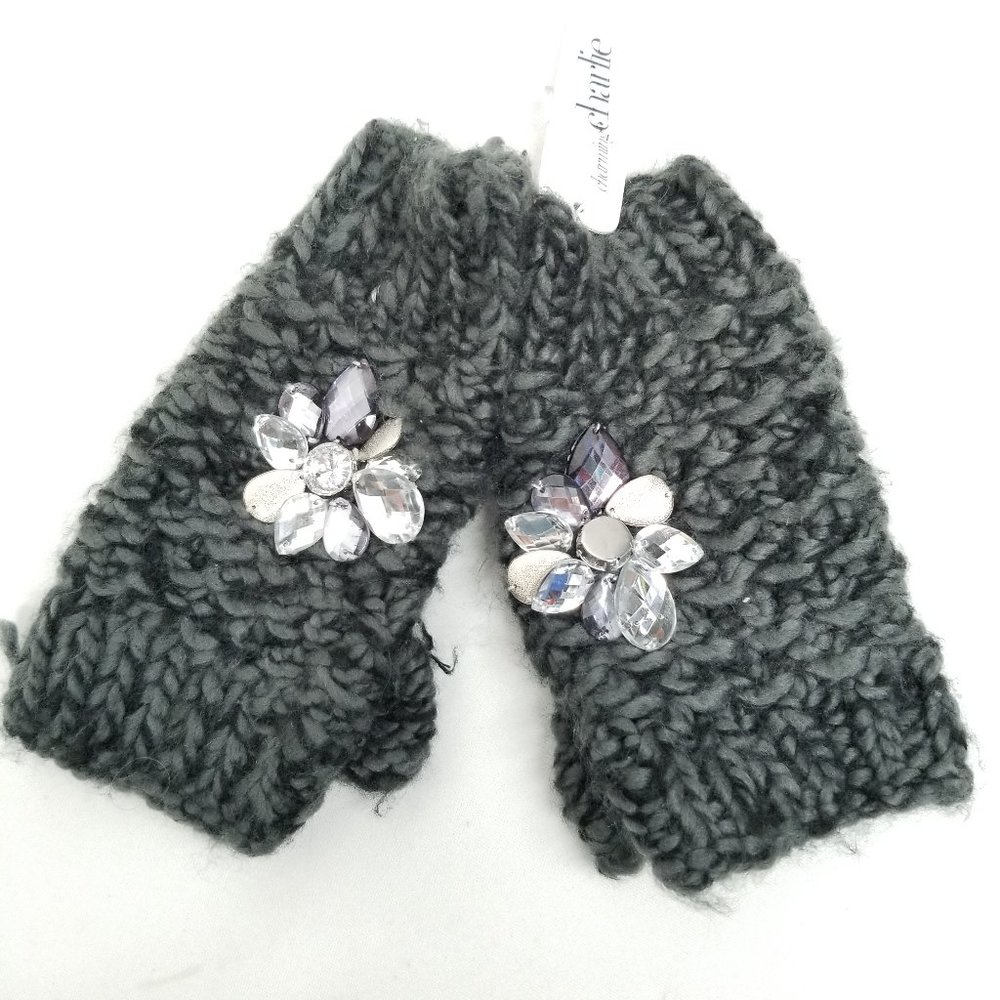Charming Charlie Gray Fingerless Gloves New